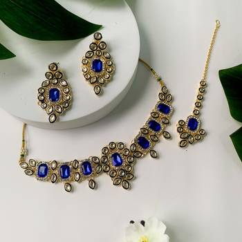 traditional kundan & stone studded choker necklace jewellery set 1