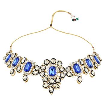 traditional kundan & stone studded choker necklace jewellery set 3