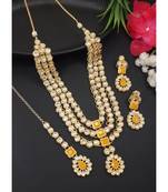 traditional kundan necklace jewellery set with earrings & maang tikka for women and girls