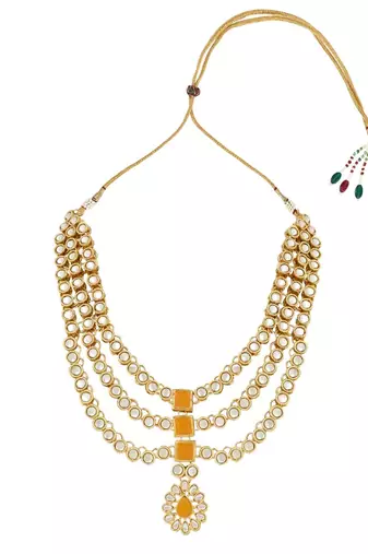 traditional kundan necklace jewellery set with earrings & maang tikka for women and girls 