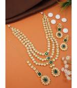 traditional kundan necklace jewellery set with earrings & maang tikka