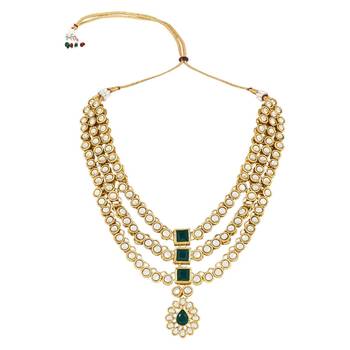 traditional kundan necklace jewellery set with earrings & maang tikka 3