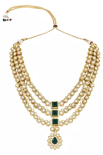 traditional kundan necklace jewellery set with earrings & maang tikka