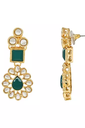 traditional kundan necklace jewellery set with earrings & maang tikka