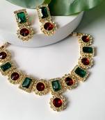 traditional stone studded necklace jewellery set