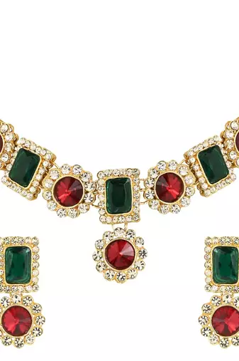 traditional stone studded necklace jewellery set