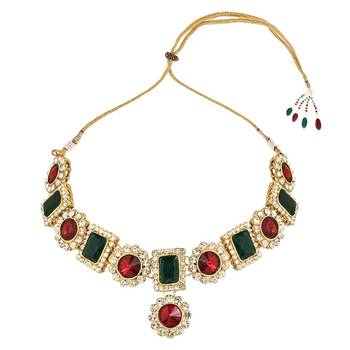 traditional stone studded necklace jewellery set 5