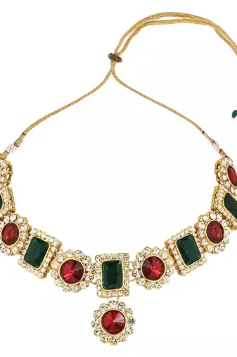 traditional stone studded necklace jewellery set