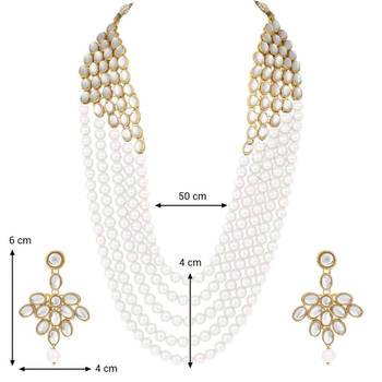 wedding collection 5 layer faux mother-of-pearl and kundan rani haar necklace jewellery set 4