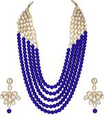 wedding collection 5 layer faux mother-of-pearl and kundan rani haar necklace jewellery set with earrings