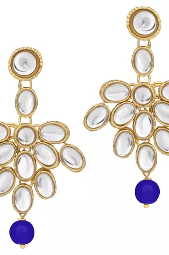 wedding collection 5 layer faux mother-of-pearl and kundan rani haar necklace jewellery set with earrings