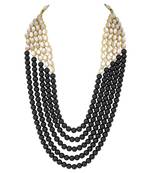 wedding collection 5 layer faux mother-of-pearl and kundan rani haar necklace jewellery set with earrings