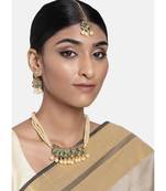 green meenakari choker set glided with pearls for women/girls 