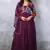  Wine Chinnon Embroidered Alia cut Anarkali Gown with Dupatta Kurta Set For Party Wear 