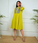 Green cotton stripes dress
