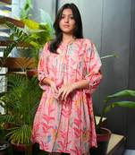 Pink cotton floral printed dress