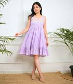 Lilac cotton floral printed dress