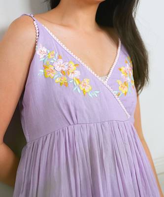 Lilac cotton floral printed dress 4