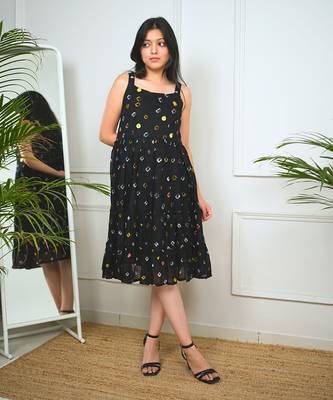 Black cotton bandhani dress 1
