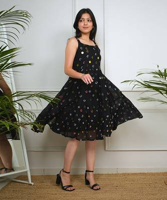 Black cotton bandhani dress 2