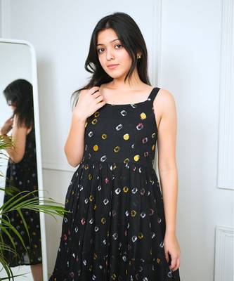 Black cotton bandhani dress 3