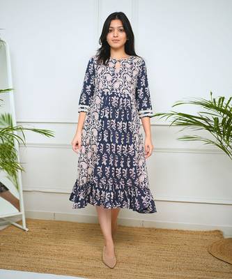 Navy blue midi dress 1