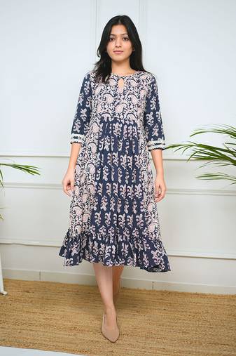 Navy blue midi dress
