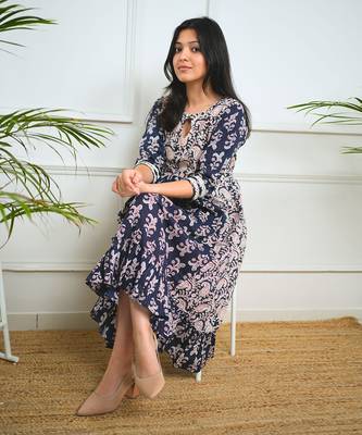 Navy blue midi dress 2