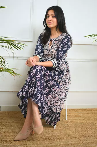 Navy blue midi dress