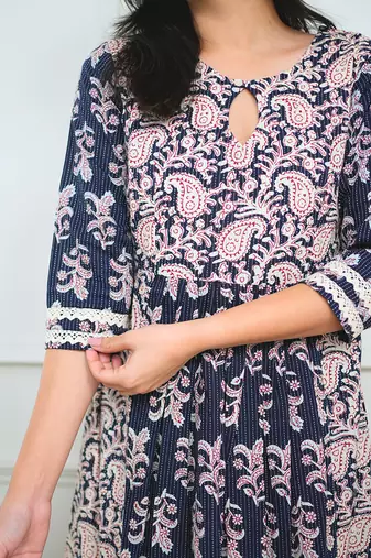 Navy blue midi dress