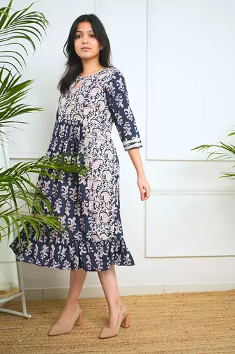 Navy blue midi dress