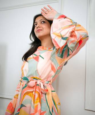 Peach floral midi dress 4
