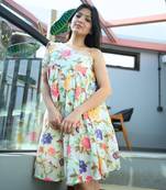 Multicolor cotton floral printed dress