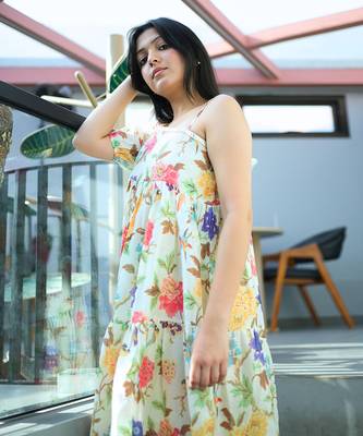 Multicolor cotton floral printed dress 4