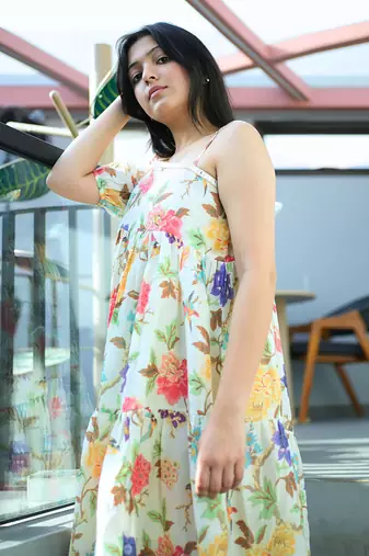 Multicolor cotton floral printed dress