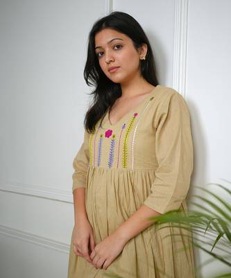 Beige mulmul dress 2