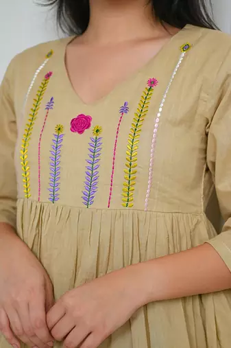 Beige mulmul dress