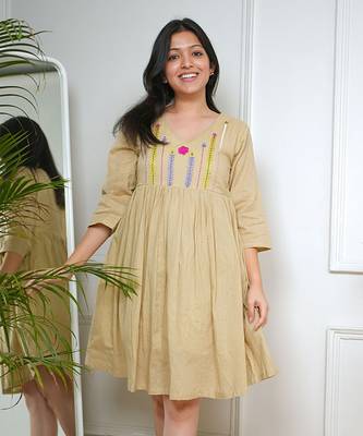 Beige mulmul dress 4