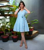 Sku blue cotton printed disney dress