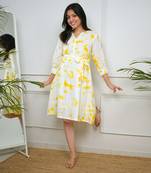Yellow cotton printed  dress