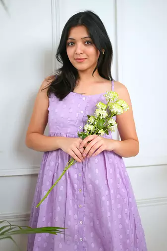 Lavender cotton printed dress