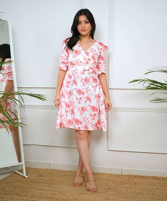 White pink floral dress 1