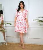 White pink floral dress