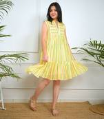 Yellow cotton stripes dress