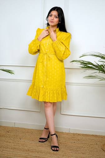 Mustard shirt dress