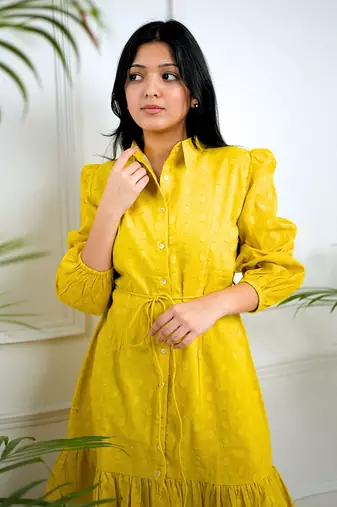 Mustard shirt dress