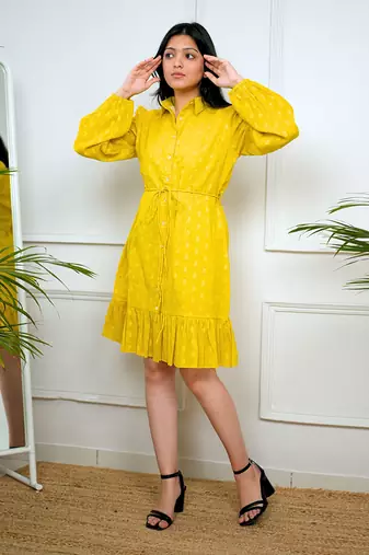 Mustard shirt dress