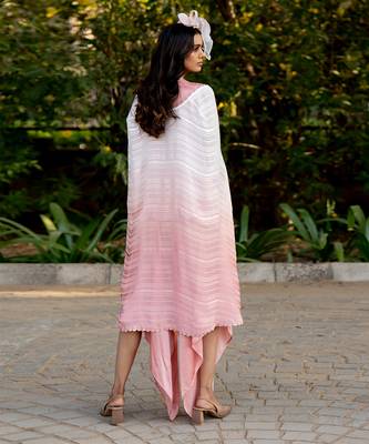 Pink crepe embroidered kurta dhoti pant set 4