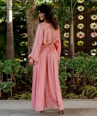 Pink lurex embroidered sharara set 4