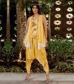Yellow lurex embroidered dhoti pant set